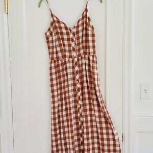 Target A New Day Tank Top Dress, Brown and White Gingham, Size S